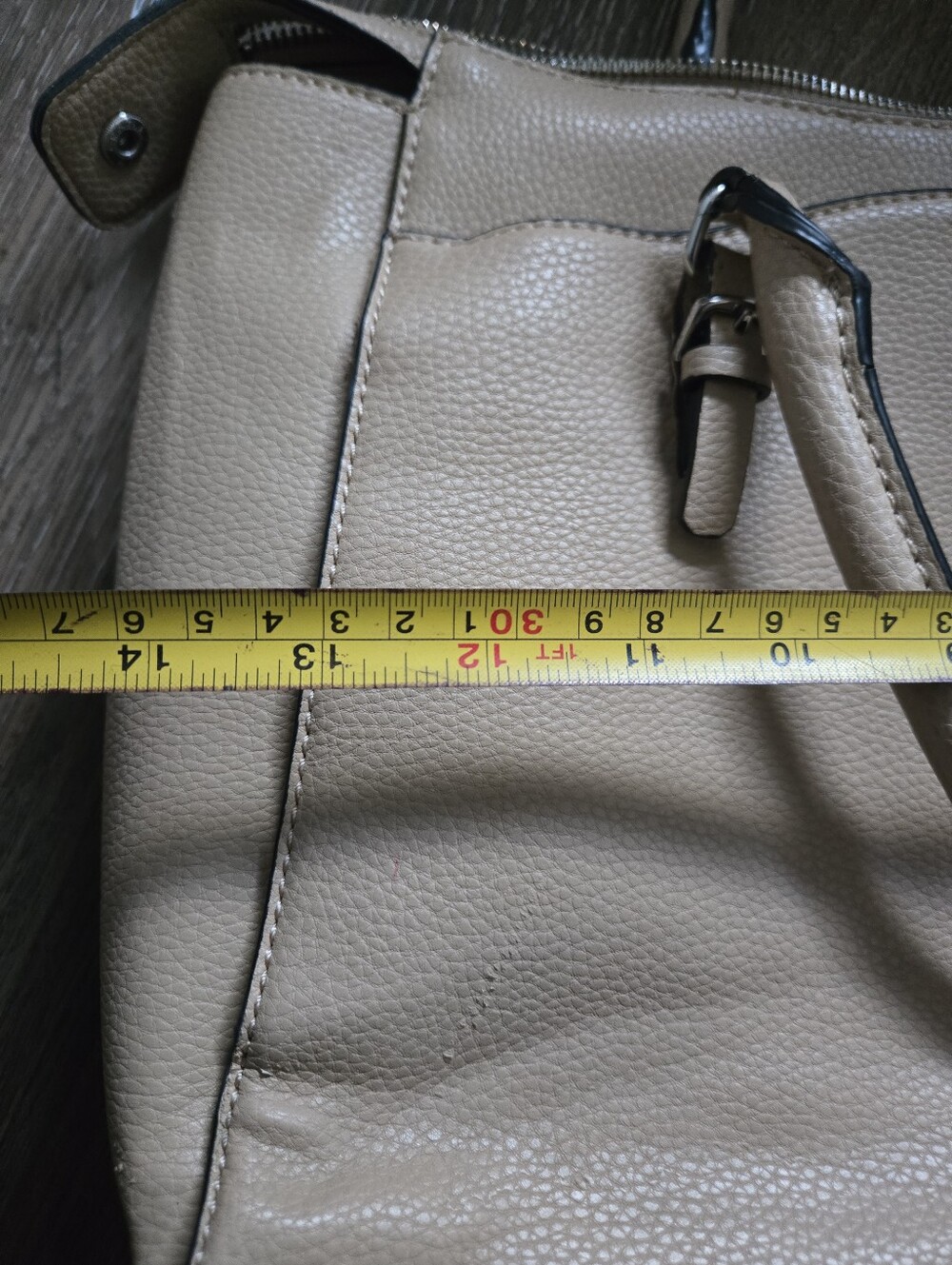 GUESS Taupe Pebbled Leather Tote Bag - Picture 11 of 12